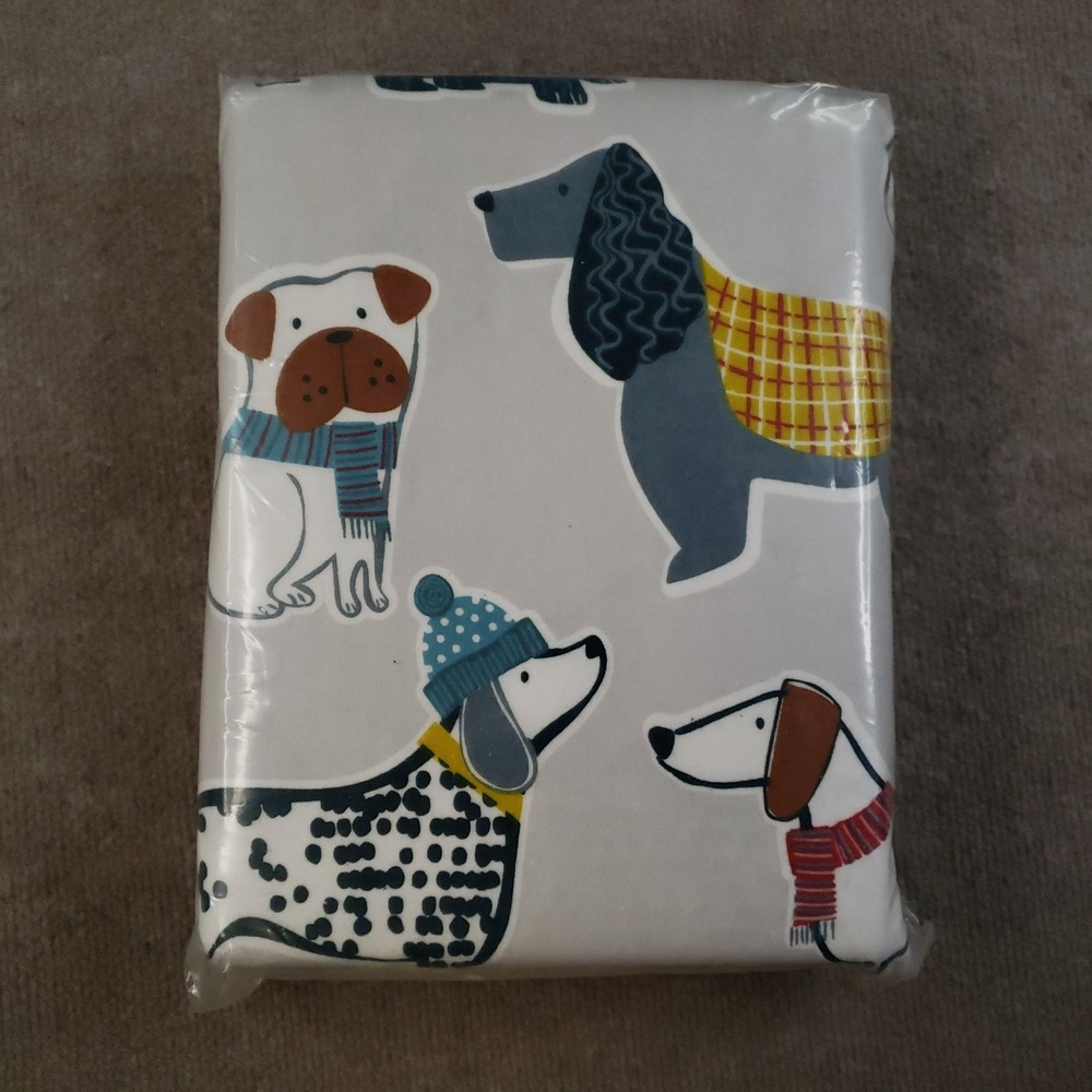 The Company Store Flannel Flat Sheet King Fashionable Dogs 5oz Cotton 108x102 in